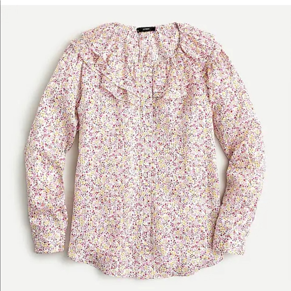 NWT J. Crew Ruffle top in field day print